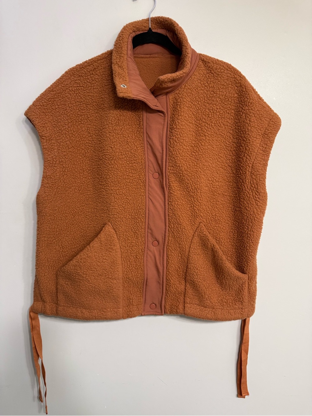 Orange Fleece Snap Oversized Vest